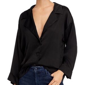 Nation Ltd Gwyneth Drapey Sateen Pajama Blazer Button Down Blouse EUC Size XS